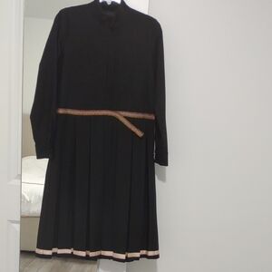 Chic Black Long Sleeve Dress with Belt